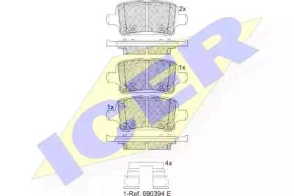 Комплект тормозных колодок ICER 182257