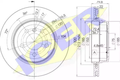 Тормозной диск ICER 78BD2218-2