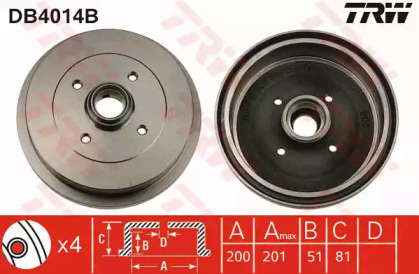 Тормозный барабан TRW DB4014B