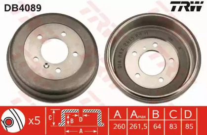 Тормозный барабан TRW DB4089