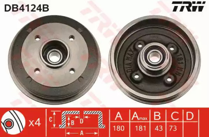 Тормозный барабан TRW DB4124B