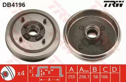 Тормозный барабан TRW DB4196