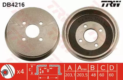 Тормозный барабан TRW DB4216