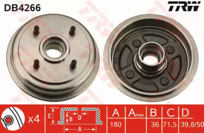 Тормозный барабан TRW DB4266