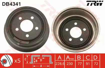 Тормозный барабан TRW DB4341