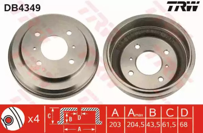 Тормозный барабан TRW DB4349