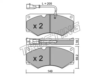 Комплект тормозных колодок TRUSTING 016.7
