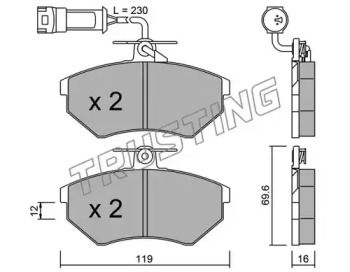 Комплект тормозных колодок TRUSTING 052.4