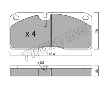 Комплект тормозных колодок TRUSTING 278.0