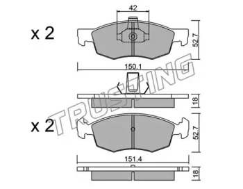 Комплект тормозных колодок TRUSTING 283.2