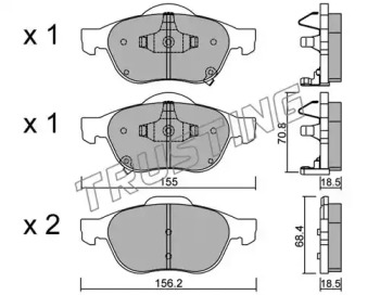 Комплект тормозных колодок TRUSTING 464.0