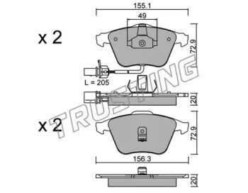 Комплект тормозных колодок TRUSTING 565.0