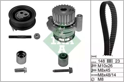 Комплект водяного насоса / зубчатого ремня INA 530 0584 31