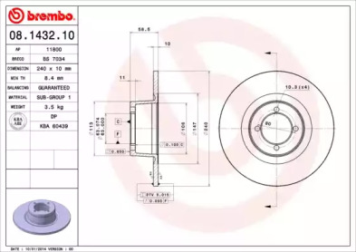 Тормозной диск A.B.S. 08.1432.10