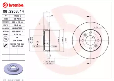 Тормозной диск A.B.S. 08.2958.14