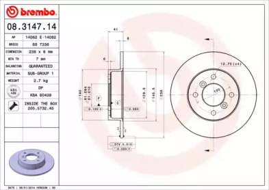 Тормозной диск A.B.S. 08.3147.14