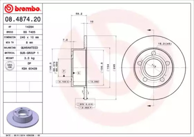 Тормозной диск A.B.S. 08.4874.20