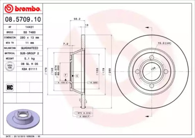 Тормозной диск A.B.S. 08.5709.10