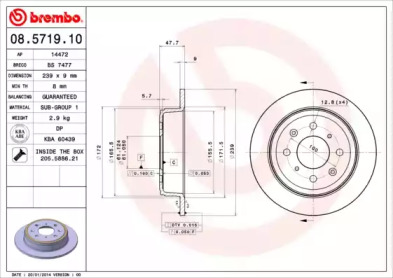 Тормозной диск A.B.S. 08.5719.10