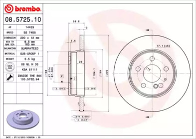 Тормозной диск A.B.S. 08.5725.10