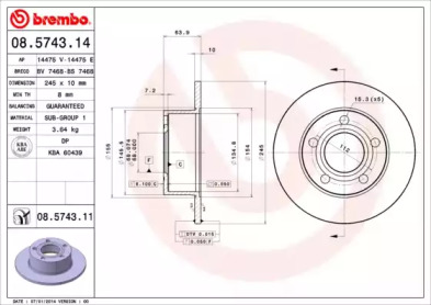 Тормозной диск A.B.S. 08.5743.11