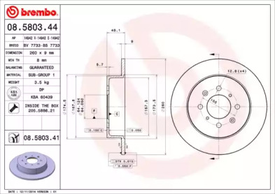 Тормозной диск A.B.S. 08.5803.44