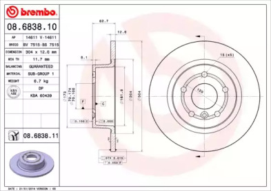 Тормозной диск A.B.S. 08.6838.11