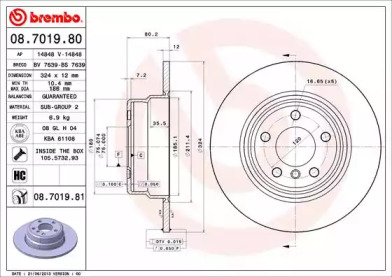 Тормозной диск A.B.S. 08.7019.81