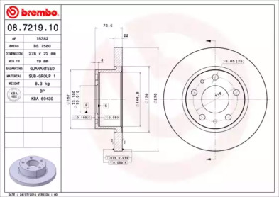 Тормозной диск A.B.S. 08.7219.10