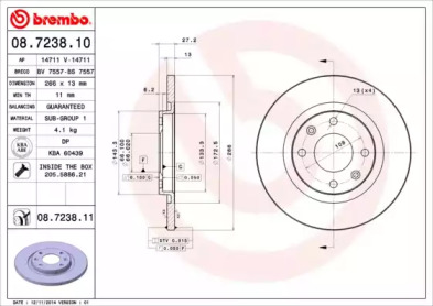 Тормозной диск A.B.S. 08.7238.10