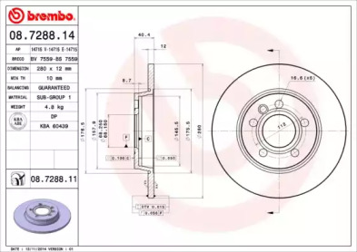 Тормозной диск A.B.S. 08.7288.14