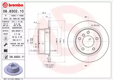 Тормозной диск A.B.S. 08.8302.10