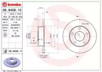 Тормозной диск A.B.S. 08.8408.11