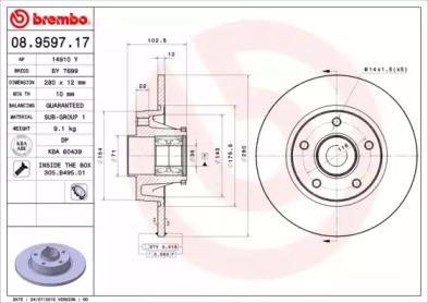 Тормозной диск A.B.S. 08.9597.17