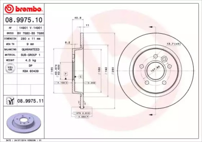 Тормозной диск A.B.S. 08.9975.11