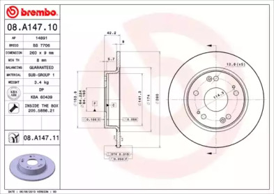 Тормозной диск A.B.S. 08.A147.10