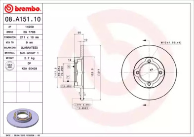 Тормозной диск A.B.S. 08.A151.10