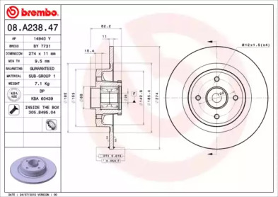 Тормозной диск A.B.S. 08.A238.47