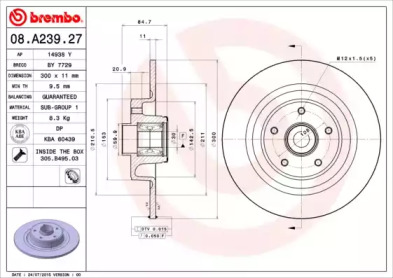 Тормозной диск A.B.S. 08.A239.27