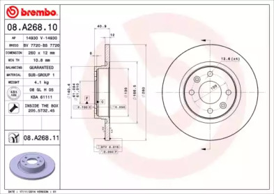 Тормозной диск A.B.S. 08.A268.10