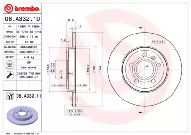 Тормозной диск A.B.S. 08.A332.11