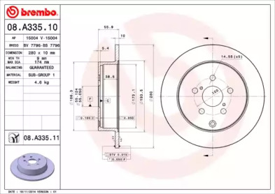 Тормозной диск A.B.S. 08.A335.10