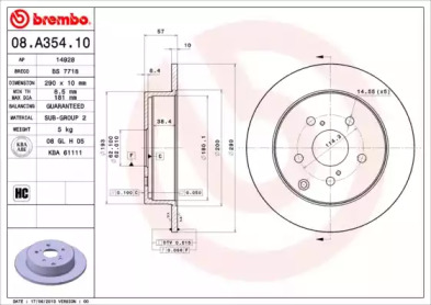 Тормозной диск A.B.S. 08.A354.10