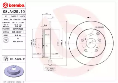 Тормозной диск A.B.S. 08.A429.10