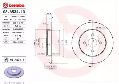 Тормозной диск A.B.S. 08.A534.10