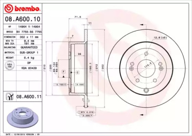 Тормозной диск A.B.S. 08.A600.11