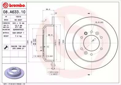 Тормозной диск A.B.S. 08.A633.10