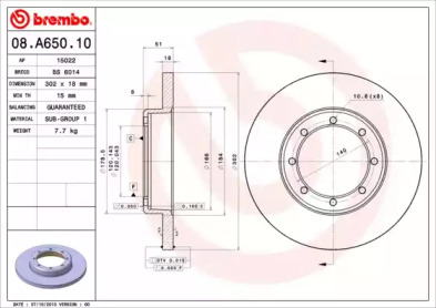 Тормозной диск A.B.S. 08.A650.10