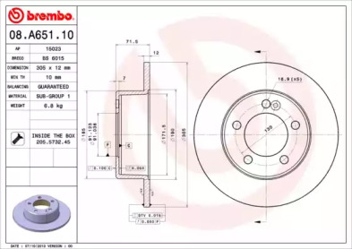 Тормозной диск A.B.S. 08.A651.10