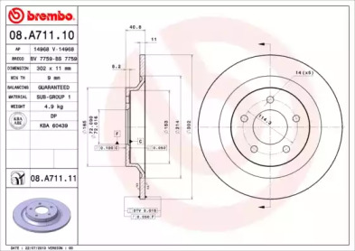 Тормозной диск A.B.S. 08.A711.11